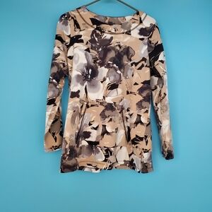 Sport Savvy Top Size XS Floral Long Sleeve Kangaroo Pocket